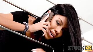 A busty Latina got stuck and had to deal with a kinky helper in a steamy STUCK4K scene