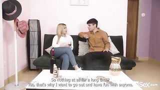 Blonde Latina Blanca gets her boobs covered with cum in an ink scene