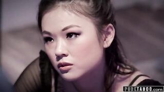 Petite slut Lulu Chu gets fucked by her stepdad's best friend at his wake
