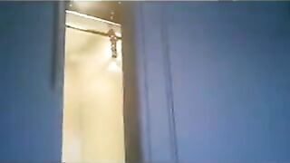 A wife is running around the apartment in thongs with soldiers