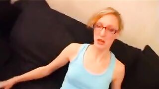 A sexy and thin French girl has sex on the couch with passion