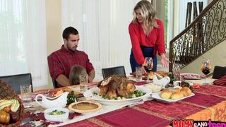 The family dinner ended with an intimate threesome encounter