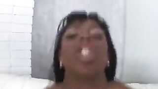 Black beauty got her white cock sucked
