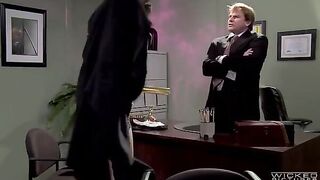 The boss fucked his secretary on the table in his office