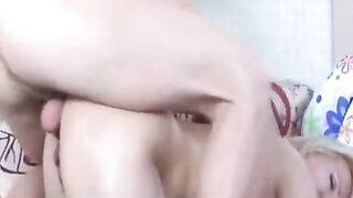 A hot mom fucked in her ass at home in black nylon stockings