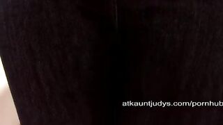 Solo masturbation with a mature woman on the couch