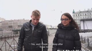 The first oncoming picked up a cute Russian girl with glasses