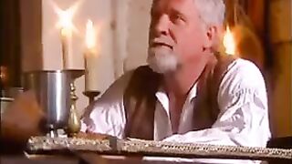 A girl with big natural breasts has sex in medieval clothes