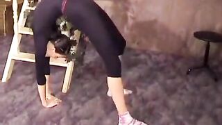 The man gently fucked a beautiful gymnast with amazing flexibility