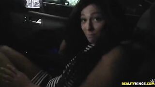A hot brunette has sex and gets a cumshot on her face in 60fps