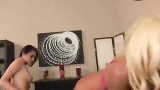 Fucking grinders in skirts, grinding each other with dildo and vibrator