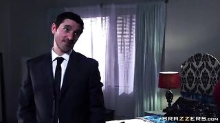 A man with a hard dick fucks the beautiful whore in the mouth