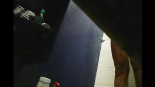 There is a hidden camera in the shower and it shoots off a girl’s shaved pussy