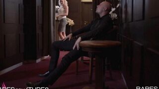 A young and very pretty blonde shows her sexual skills