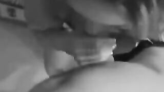 The girl is not shy to lick the dick and receive sperm in her mouth