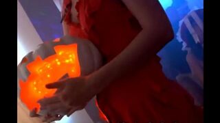 A student party continues in the Halloween style, becoming very hot and sex