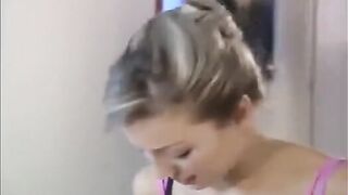 Babe was fucked in her hole by two guys with their huge dicks