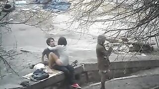 The guy captured intimate moments with a girl on the public street