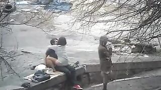 The guy captured intimate moments with a girl on the public street