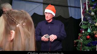 An old man and his wife fucked a beautiful Snow Maiden with big tits