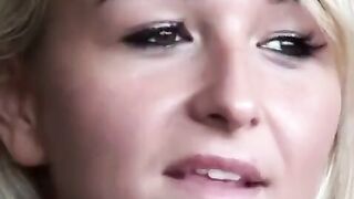 A blonde woman engaged in anal sex and sucked her partner's penis