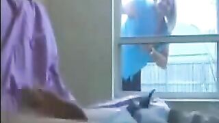A woman spies on a guy masturbating in the ward and licks his cock