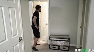 The guy gently caressed the sweet red pussy of his girlfriend