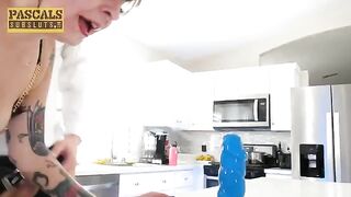 The girl just loves to jump on the cock, any bump will do
