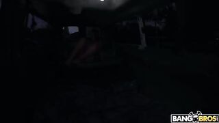 Gorgeous brunette with big boobs gets fucked in the car