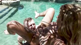 Relatives are having fun in the pool, just like in the movie