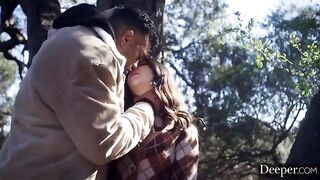 Cute babe fucked in her ass hole by two guys in threesome