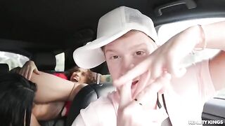 A pick-up guy found a girl on the street and fucked her together with his friend