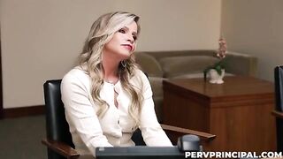 The boss fucked the secretary on the table in the office, she promised to improve her work