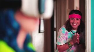 A super realistic VR porn with a sexy kitty console on the bed