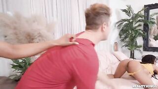 Roomie swap turns into a threesome sex session