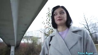A quiet little brunette getting fucked on the street
