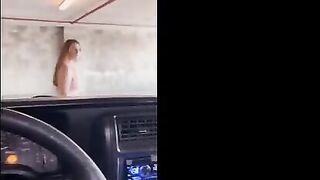 Babe is fucking in the garage with the doors wide open