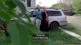 A blonde MILF gets fucked unexpectedly in the car, just like in those steamy backseat encounter videos