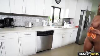 The house is cleaned by completely naked maid