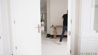 A girl cheats on her husband with a friend on the bed