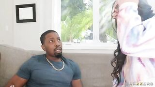 Two girlfriends share thick black cock in FFM action