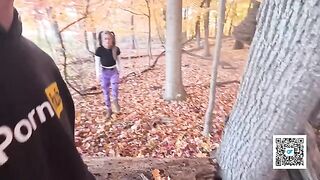 A couple has sex while walking in the park
