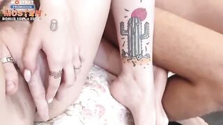 Four sexy college girls arranged an orgy in the house, inspired by a wild party vibe