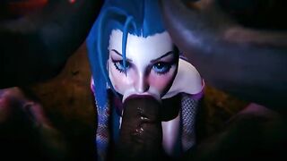 Jinx and Vi get their pussy railed by a BBC in 3D