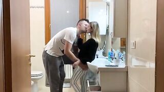 Fiancée of my brother closes herself in the bathroom and wants to be fucked