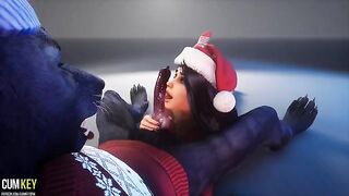 Busty woman fucked by a werewolf on XXXMAS