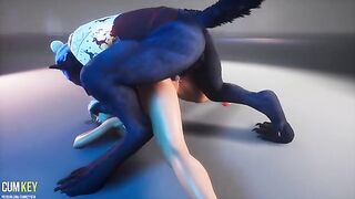 Busty woman fucked by a werewolf on XXXMAS
