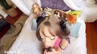 Noisy wet pussy fart of Twerking Teen Brunette with oil and cream (Bambi Bluu)