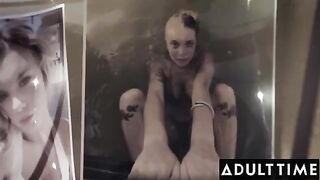 Gabbie Carter shares her husband's cock with her sexy wife in a hot threesome