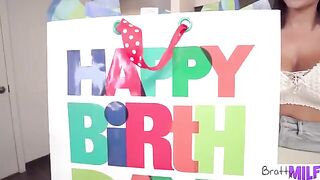 Busty stepmom Victoria June satisfies her stepson’s birthday wishes with a massive tit and a sex toy